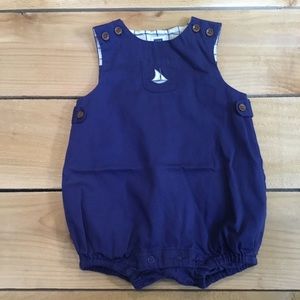 Janie and Jack Boys Sailboat Linen Bubble Romper